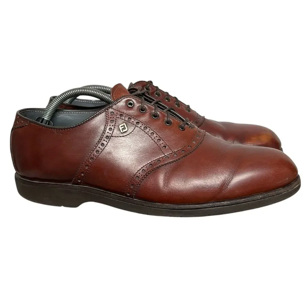 Footjoy Men's 10D Classic Dry Golf Shoes Style 55728 Made In USA Brown VIBRAM